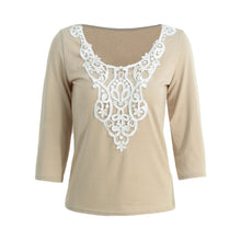 fashion-women-solid-t-shirt-crochet-lace-splice-o-neck-half-sleeve-pullover-casual-elegant-top-shirt-beige-dark-blue BBL