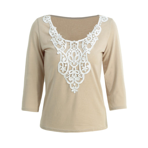 fashion-women-solid-t-shirt-crochet-lace-splice-o-neck-half-sleeve-pullover-casual-elegant-top-shirt-beige-dark-blue BBL