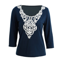 fashion-women-solid-t-shirt-crochet-lace-splice-o-neck-half-sleeve-pullover-casual-elegant-top-shirt-beige-dark-blue BBL