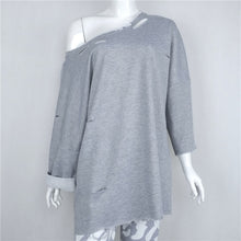 Hole Style Women's Sweatshirts Harajuku Cotton Solid Outerwears Women Loose Hoodies Sweat Tops M0651