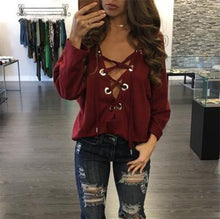 Long Sleeve Blouses Shirt Femme Bandage Tops Women Deep V-neck Shirts Casual Bandage Shirts Plus Size GV430