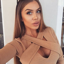 Cross Bandage Crop Top Sexy Long Sleeve Women Shirt Short Ladies Tops Slim Solid Shirt M0591