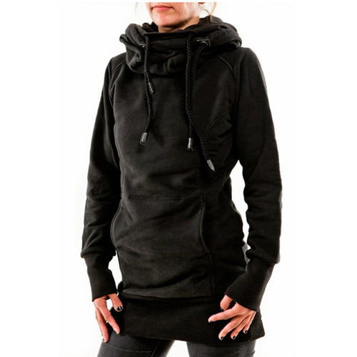 Women Casual Slim Women Long Sleeve Pocket Solid Long Style Hoodies & Sweatshirt Warm Hoodies