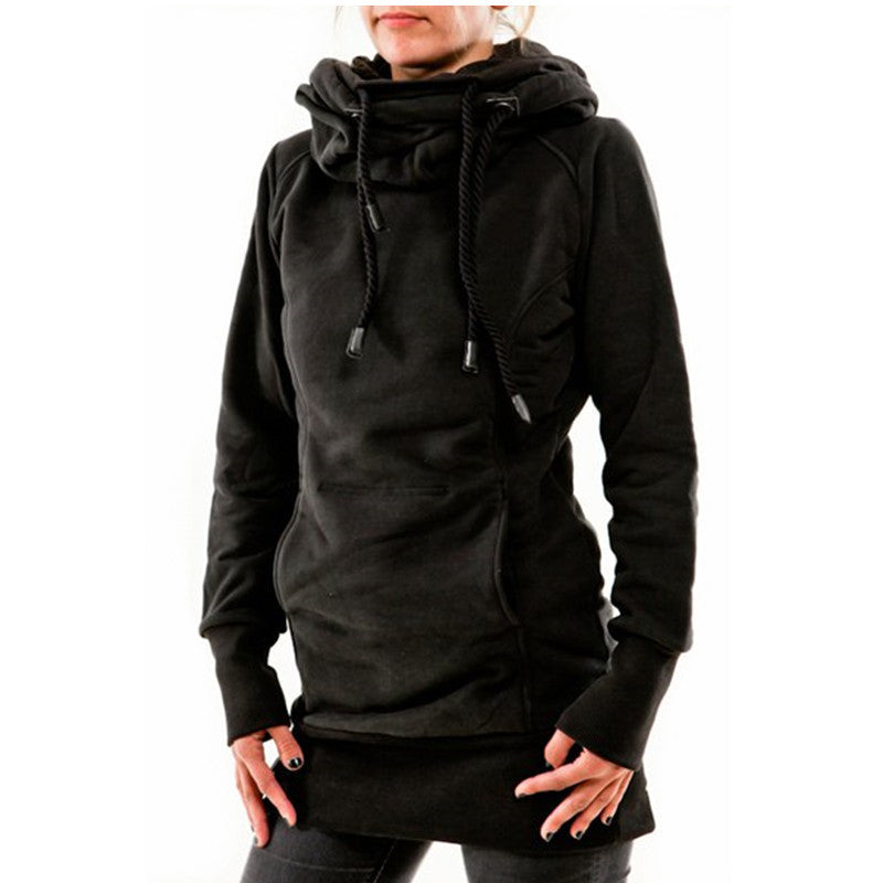 Women Casual Slim Women Long Sleeve Pocket Solid Long Style Hoodies & Sweatshirt Warm Hoodies