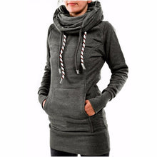 Women Casual Slim Women Long Sleeve Pocket Solid Long Style Hoodies & Sweatshirt Warm Hoodies