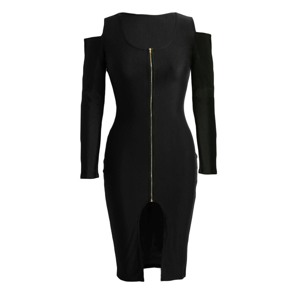 off-the-shoulder-women-bodycon-dress-front-zip-opening-long-sleeve-fancy-party-dress-club-wear-black-royal-blue-red BBL