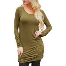 Sexy Casual Women Dress Irregular Long Sleeve Scoop Collar Dress Solid Casual Bodycon Dress Vestidos Plus Size GV431