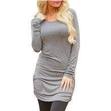 Sexy Casual Women Dress Irregular Long Sleeve Scoop Collar Dress Solid Casual Bodycon Dress Vestidos Plus Size GV431