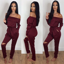 Slash Neck Long Pants Jogging Suit Plus Size Women Rompers Jumpsuit Bodysuit LX220