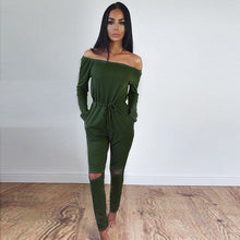 Slash Neck Long Pants Jogging Suit Plus Size Women Rompers Jumpsuit Bodysuit LX220
