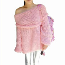 Sweater Tops Women Sexy Slash Neck Off Shoulder Pullover Sweater Loose Knitted Sweaters Oversized Sweater M0457