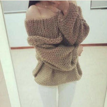 Sweater Tops Women Sexy Slash Neck Off Shoulder Pullover Sweater Loose Knitted Sweaters Oversized Sweater M0457