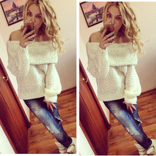Sweater Tops Women Sexy Slash Neck Off Shoulder Pullover Sweater Loose Knitted Sweaters Oversized Sweater M0457