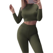 2 piece Women Suit Sexy Skinny Pant and Cropped Top Sportsuits Sets Bodycon Skinny Outfits GV454