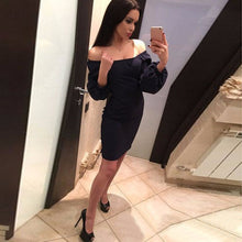 Bodycon Mini Dresses Women Zipper Off Shoulder Long Sleeve Dresses Sexy Evening Party Dress Vestidos GV325