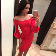 Bodycon Mini Dresses Women Zipper Off Shoulder Long Sleeve Dresses Sexy Evening Party Dress Vestidos GV325