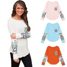 casual-t-shirt-women-geometry-print-sequin-patchwork-pocket-tee-round-neck-long-sleeve-women-tops-plus-size BBL