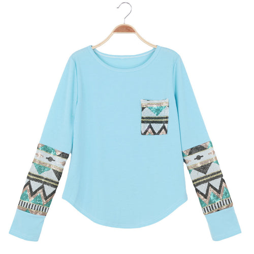casual-t-shirt-women-geometry-print-sequin-patchwork-pocket-tee-round-neck-long-sleeve-women-tops-plus-size BBL