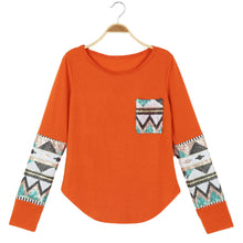 casual-t-shirt-women-geometry-print-sequin-patchwork-pocket-tee-round-neck-long-sleeve-women-tops-plus-size BBL
