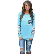 casual-t-shirt-women-geometry-print-sequin-patchwork-pocket-tee-round-neck-long-sleeve-women-tops-plus-size BBL