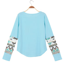 casual-t-shirt-women-geometry-print-sequin-patchwork-pocket-tee-round-neck-long-sleeve-women-tops-plus-size BBL