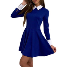 Dress Cute Women Turn-Down Collar Casual Dresses Elegant Long Sleeve Office Mini Dress Vestidos