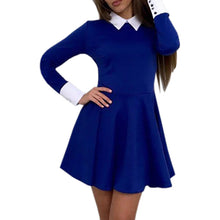 Dress Cute Women Turn-Down Collar Casual Dresses Elegant Long Sleeve Office Mini Dress Vestidos