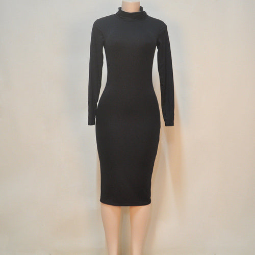 Women Sexy &Club Bodycon Dresses Long sleeve Solid slim fit warm dresses vestidos ZX054