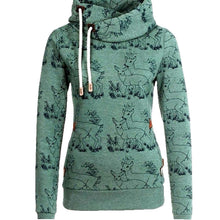 Women Warm Casual Hoodies Long Sleeve Hoodies Character Turtleneck Sweatshirt X0354