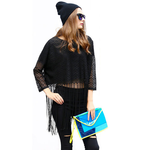 sexy-women-blouses-girl-lace-long-tassel-hollow-out-3-4-sleeve-casual-loose-women-tops-blusas-streetwear BBL