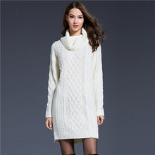 Sweater Dress Casual Turtleneck Knitted Sweater Long Sleeve Twisted Knitwear Pullover Dresses Femme Sweaters
