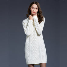 Sweater Dress Casual Turtleneck Knitted Sweater Long Sleeve Twisted Knitwear Pullover Dresses Femme Sweaters