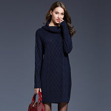 Sweater Dress Casual Turtleneck Knitted Sweater Long Sleeve Twisted Knitwear Pullover Dresses Femme Sweaters