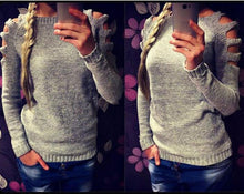 Sweater Knitwear Sexy Lady Casual Hollow Out Women Sweater Long Sleeve Solid Pullover Outwear S-XL GV262