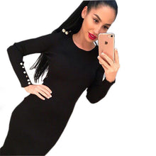 Warm Knitted Midi Dress Women Sexy Solid Long Sleeve Package Hip Bodycon Dress Vestidos