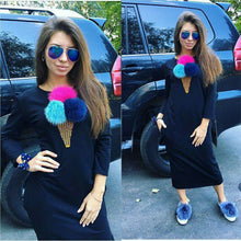 Woman Bodycon Dress Long Sleeve Midi Dress Pocket Ice-Cream Ball Casual Loose Dress Vestidos GV377