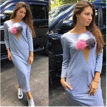 Woman Bodycon Dress Long Sleeve Midi Dress Pocket Ice-Cream Ball Casual Loose Dress Vestidos GV377