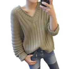 women-knitted-sweater-vertical-horizontal-stripes-v-neck-women-tops-long-sleeves-loose-warm-pullover-blusas BBL