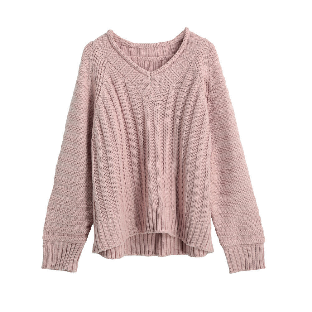 women-knitted-sweater-vertical-horizontal-stripes-v-neck-women-tops-long-sleeves-loose-warm-pullover-blusas BBL