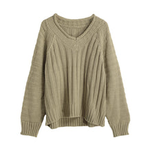 women-knitted-sweater-vertical-horizontal-stripes-v-neck-women-tops-long-sleeves-loose-warm-pullover-blusas BBL
