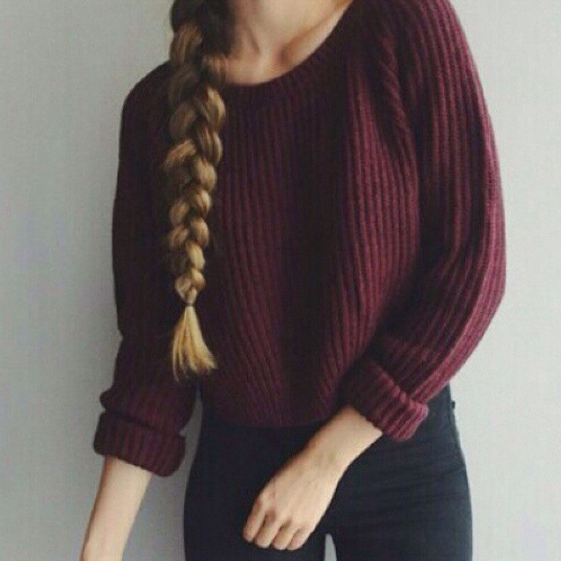 Women Sweaters Tops Pullovers Long Sleeve Casual Slim Crop Sweater Solid Knitted Mujer Jumpers Sweaters M0449