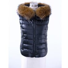 Women Vest Coat With Fur Black Waistcoat Warm Sleeveless Down Coat Hooded Faux Fur Vest XXXL