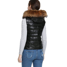 Women Vest Coat With Fur Black Waistcoat Warm Sleeveless Down Coat Hooded Faux Fur Vest XXXL