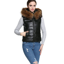 Women Vest Coat With Fur Black Waistcoat Warm Sleeveless Down Coat Hooded Faux Fur Vest XXXL