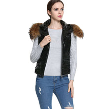 Women Vest Coat With Fur Black Waistcoat Warm Sleeveless Down Coat Hooded Faux Fur Vest XXXL