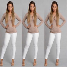 Women Shirt Top Lace Up V neck Loose Elegant Ladies Tops Long Sleeve Bandage Blusa Shirt Femme 3 Colors LX060