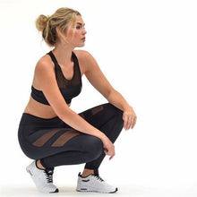 Women Sportwear Leggings Fitness Slim Mesh Splice Sexy Ladies Legging Black Sports Trousers Leggin X0433