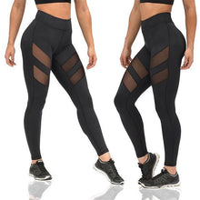Women Sportwear Leggings Fitness Slim Mesh Splice Sexy Ladies Legging Black Sports Trousers Leggin X0433