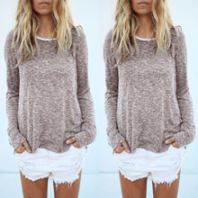 Women T-shirts Casual Loose T Shirt Top Long Sleeve Solid O-neck Shirts Pullover Tops Women Clothes M0428