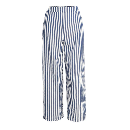 women-wide-leg-pants-stripe-pantalon-femme-elastic-waist-pocket-plus-size-casual-loose-trousers-blue-pantaloni-donna BBL